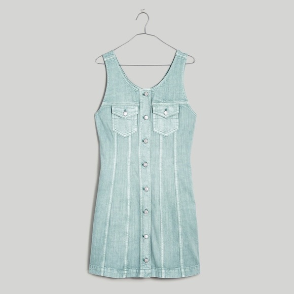 MADEWELL NWOT Denim Sleeveless Seamed Mini Dress in Storied Sea - Picture 5 of 10